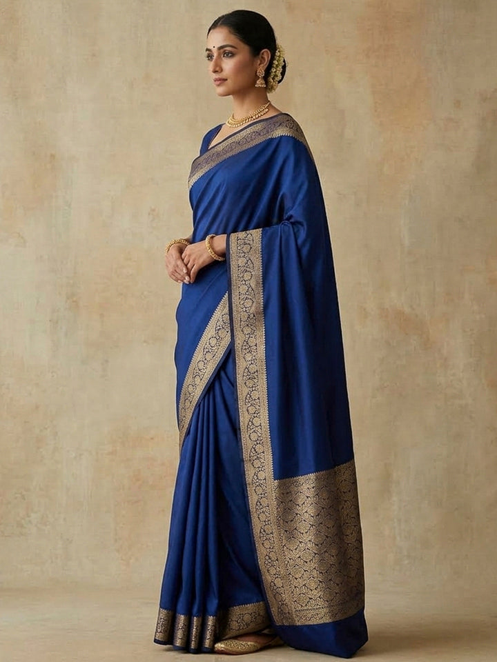 Navy-Blue Art Silk Woven Saree