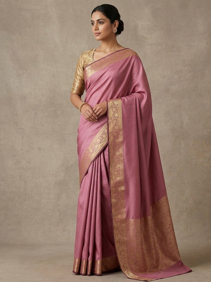 Onion-Pink Art Silk Woven Saree