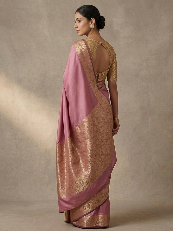 Onion-Pink Art Silk Woven Saree