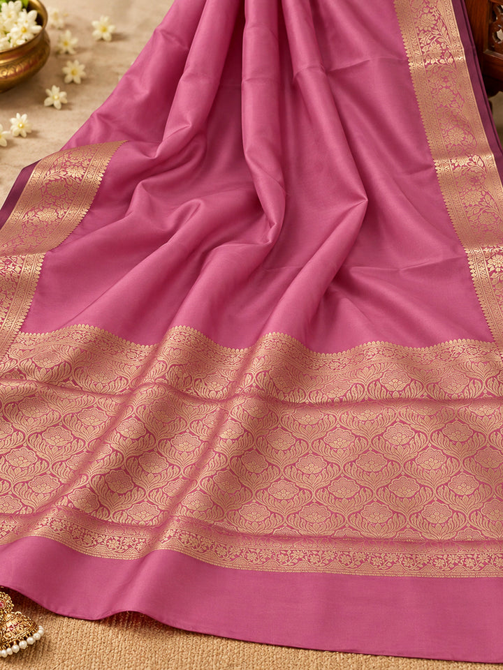 Onion-Pink Art Silk Woven Saree