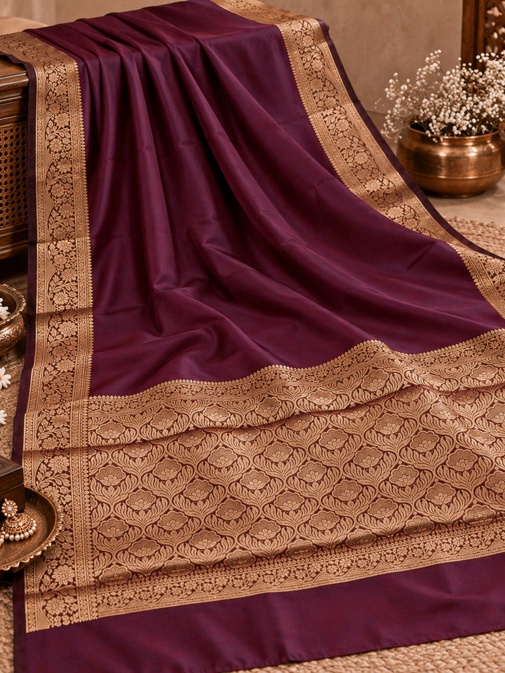 Brown Art Silk Woven Saree