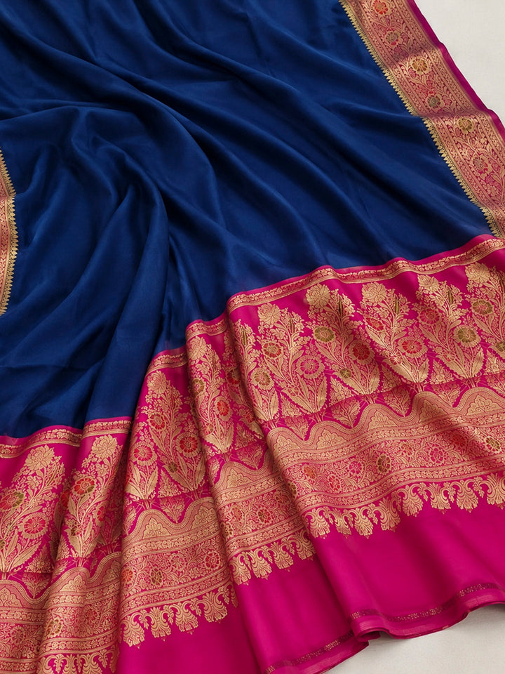 Navy-Blue Art Silk Woven Saree