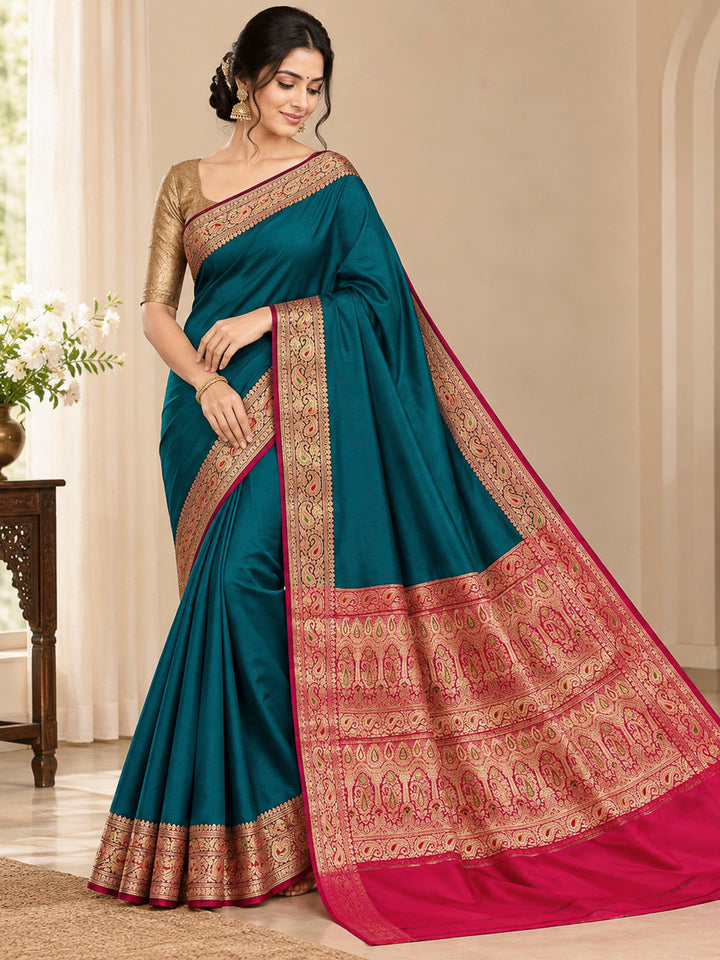 Green Art Silk Woven Saree