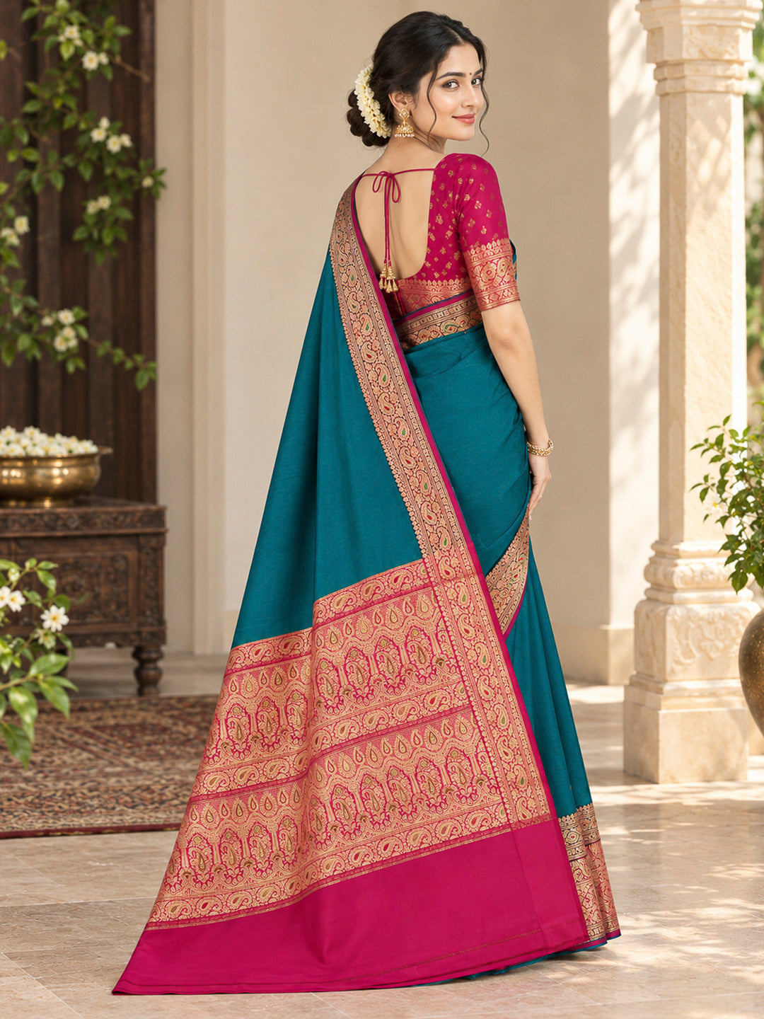 Green Art Silk Woven Saree