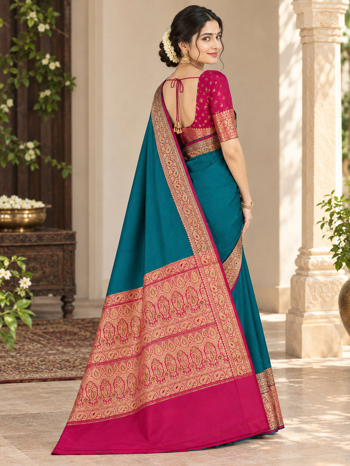 Green Art Silk Woven Saree
