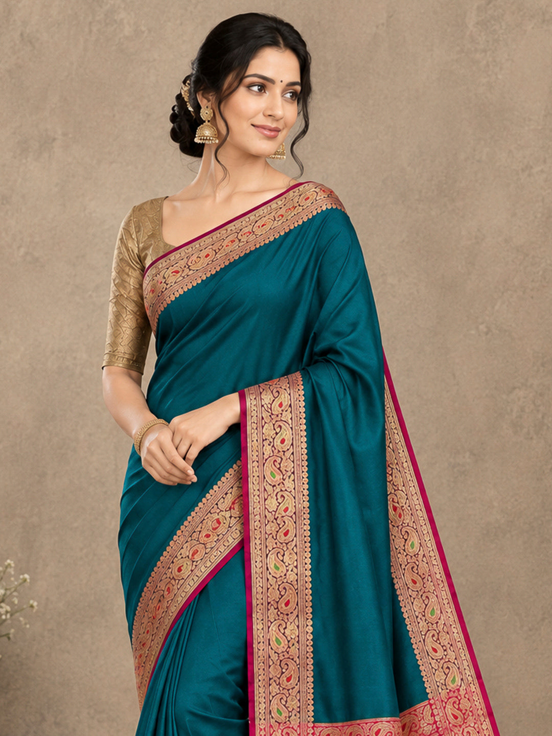 Green Art Silk Woven Saree