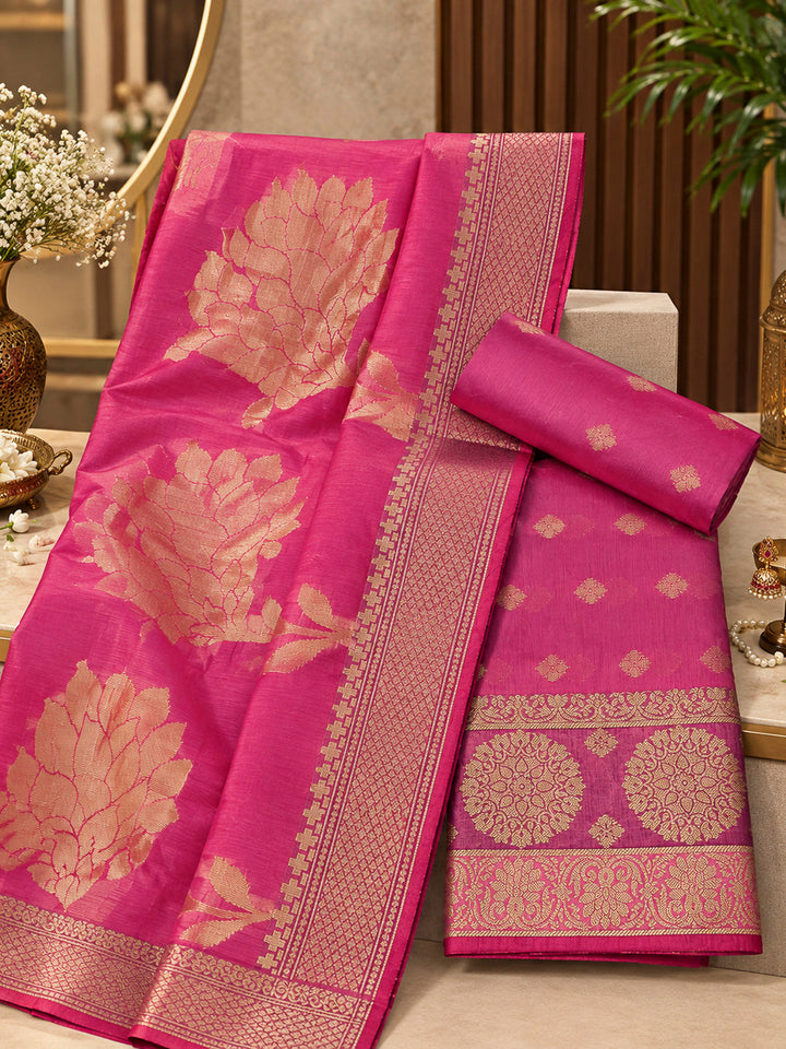 Gazari Woven Design Chanderi Unstitched Dress Material