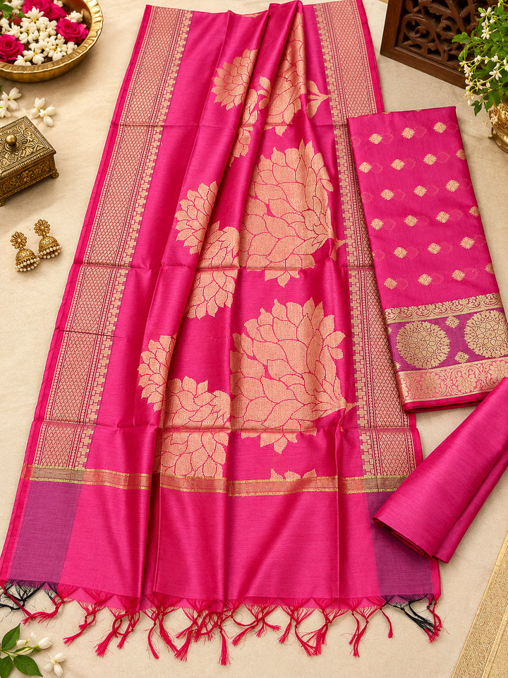 Gazari Woven Design Chanderi Unstitched Dress Material