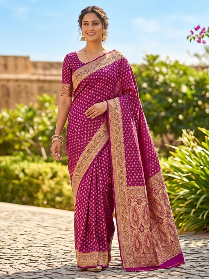 Rani Satin Woven Saree