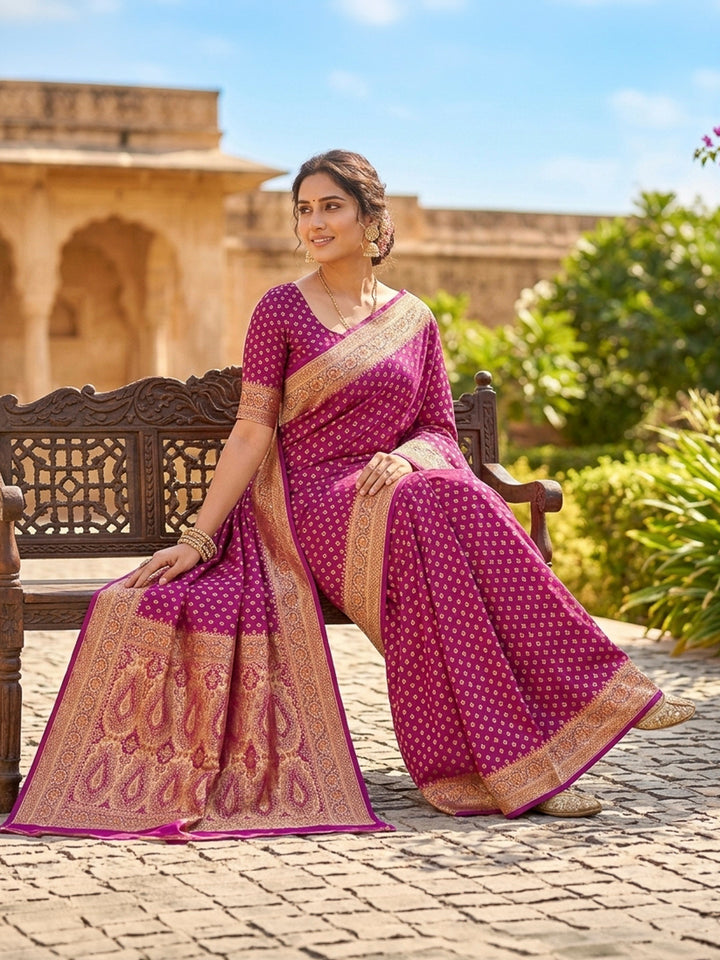 Rani Satin Woven Saree