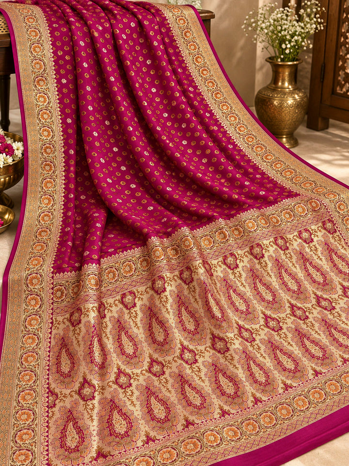 Rani Satin Woven Saree