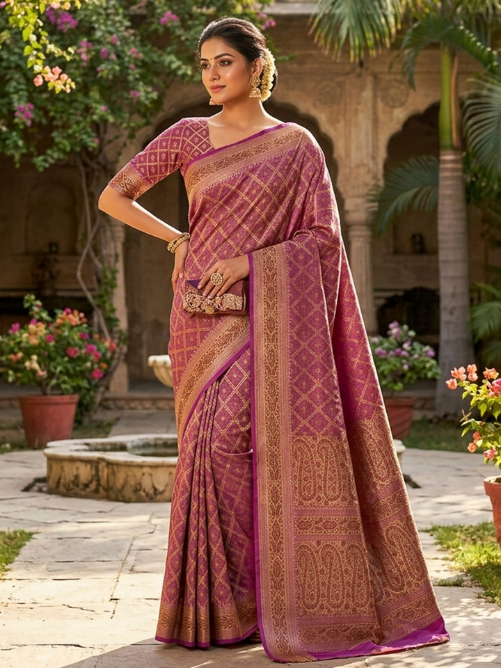Rani Satin Woven Saree