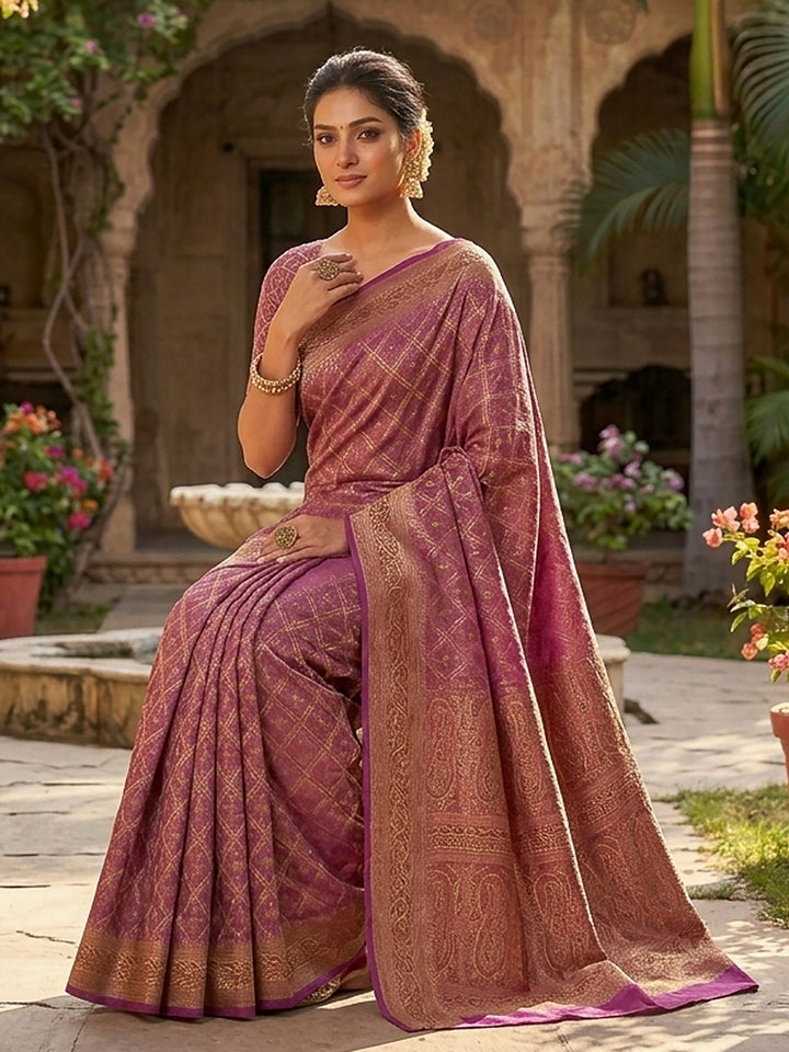 Rani Satin Woven Saree