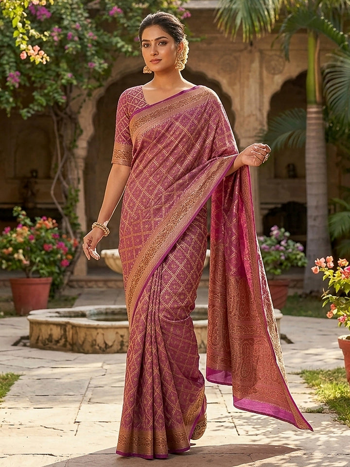 Rani Satin Woven Saree