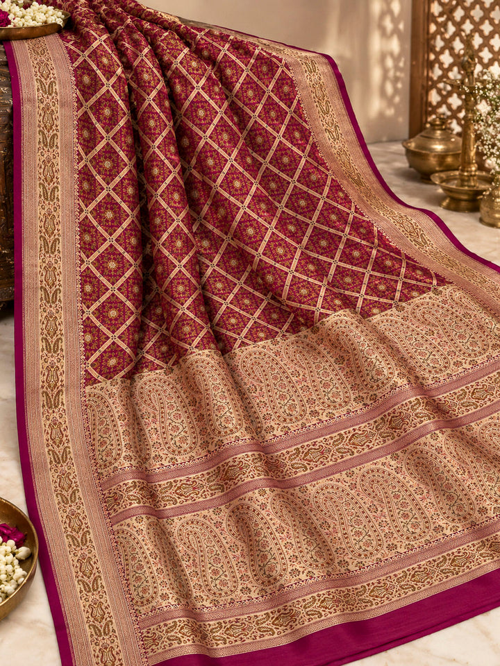 Rani Satin Woven Saree