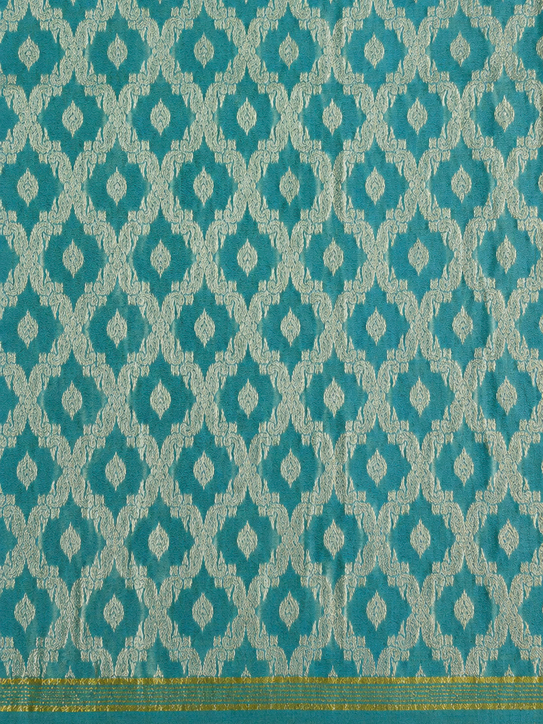 Sea Green Printed Chanderi Unstitched Dress Material