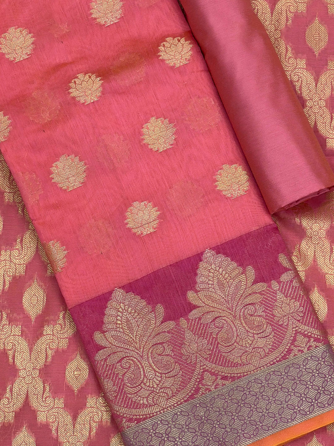 Gazari Printed Chanderi Unstitched Dress Material