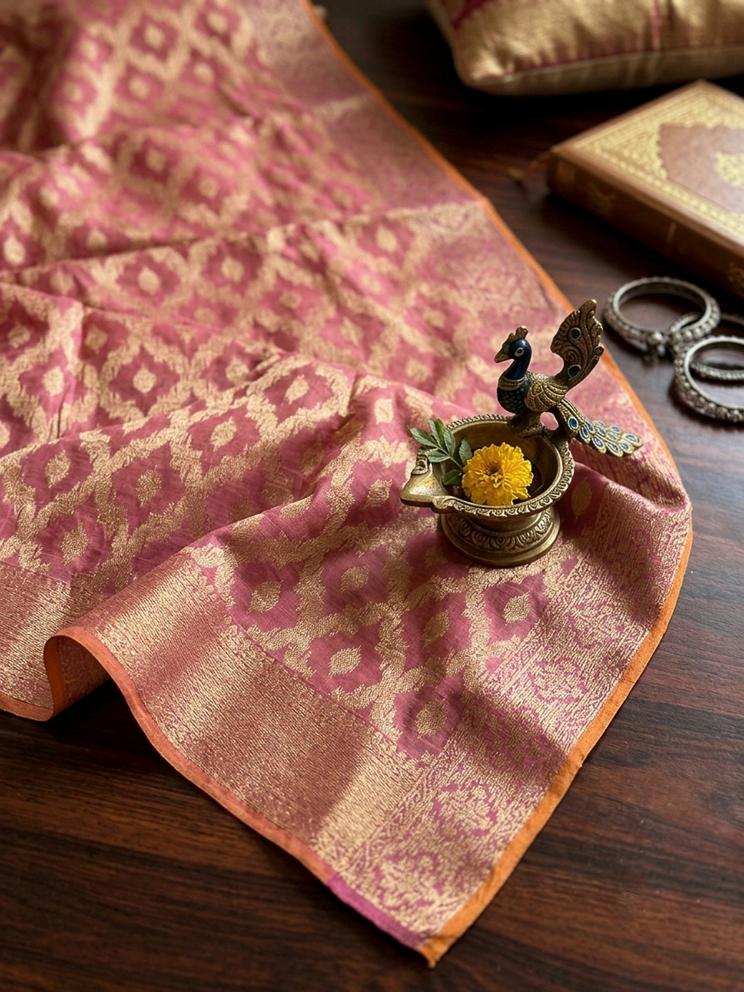 Gazari Printed Chanderi Unstitched Dress Material