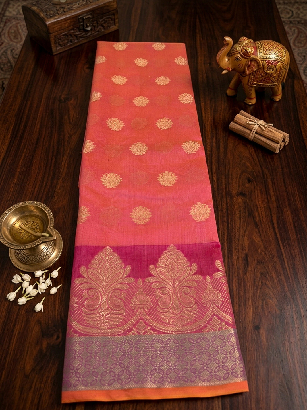 Gazari Printed Chanderi Unstitched Dress Material