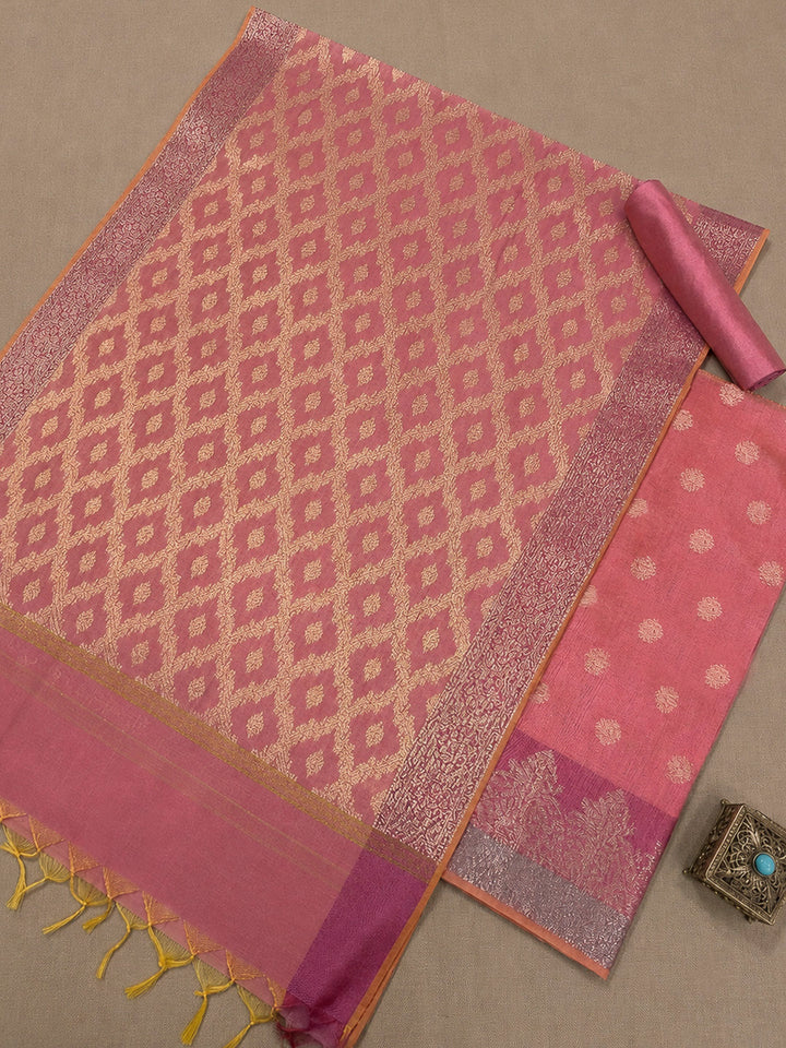 Gazari Printed Chanderi Unstitched Dress Material