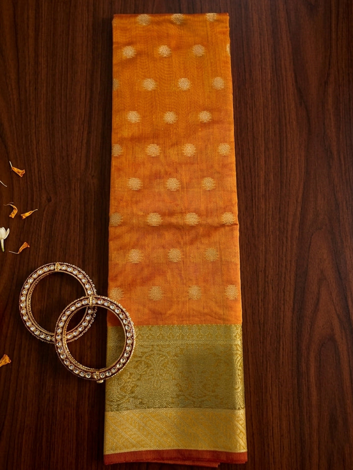 Mustard Printed Chanderi Unstitched Dress Material