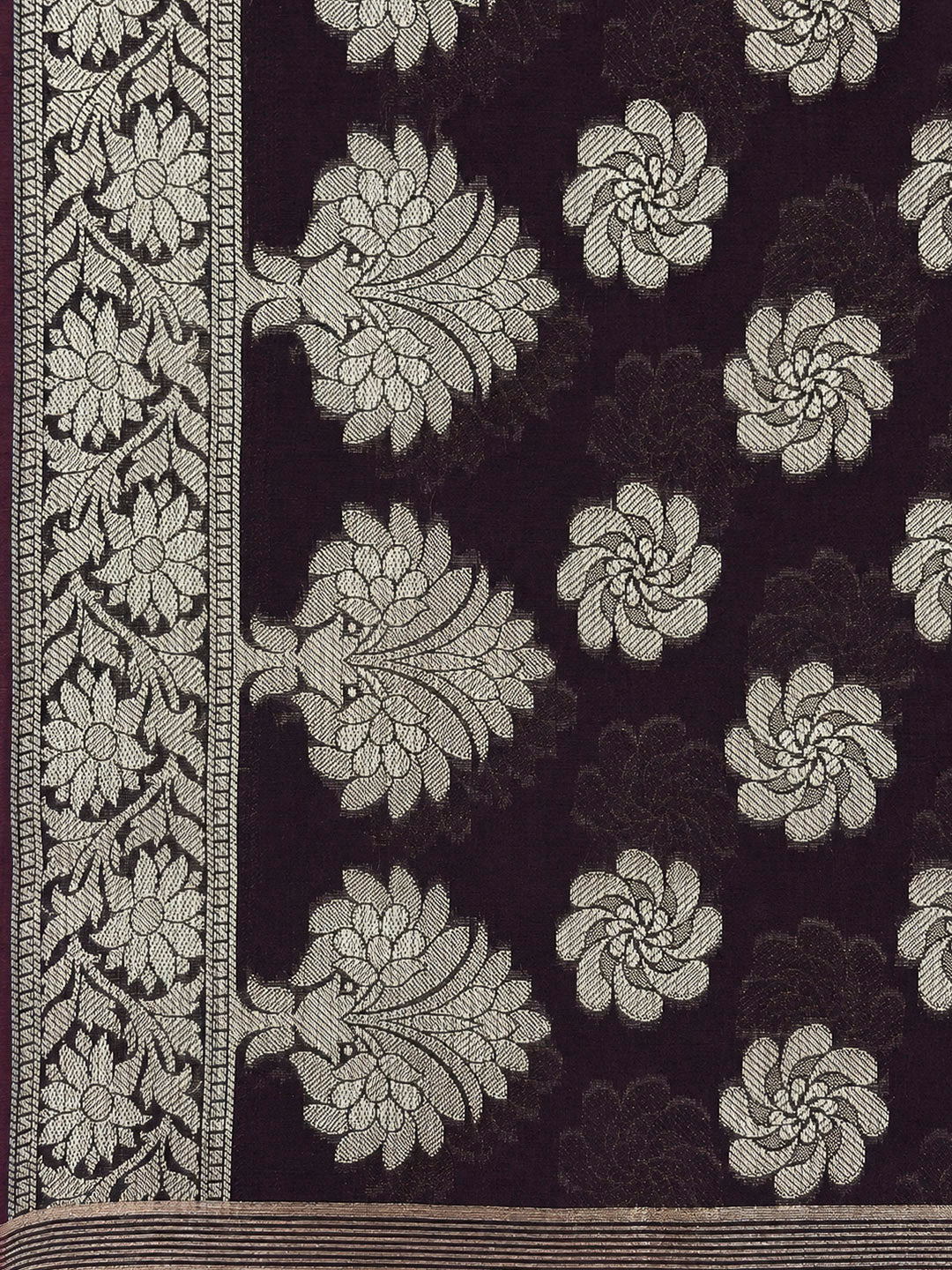 Maroon Printed Chanderi Unstitched Dress Material