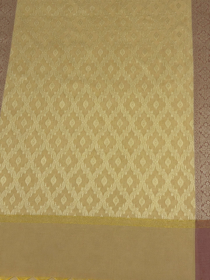 Mustard Printed Chanderi Unstitched Dress Material