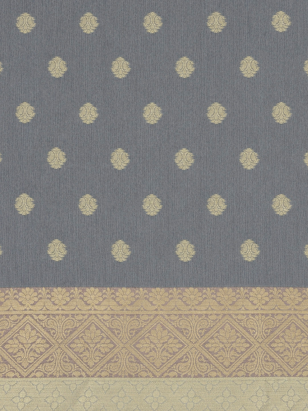 Grey Printed Chanderi Unstitched Dress Material