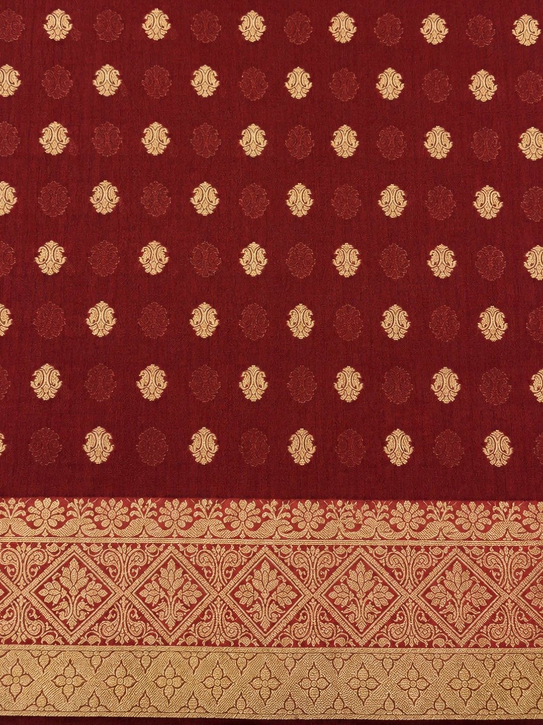 Red Printed Chanderi Unstitched Dress Material