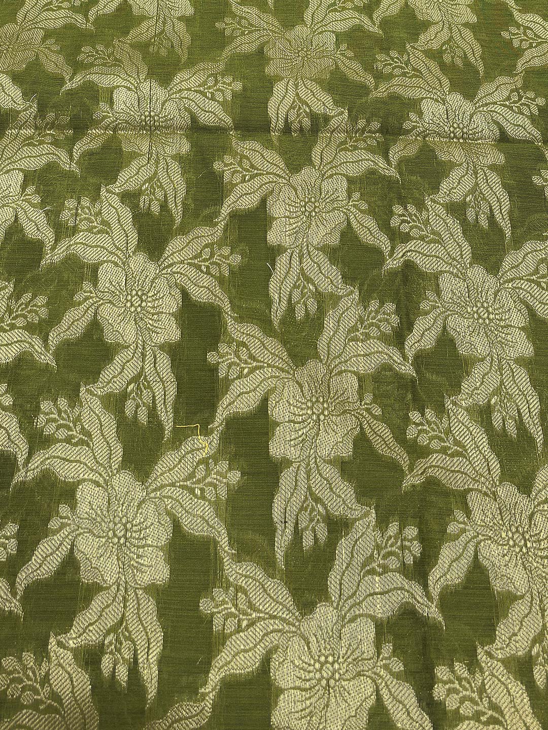 Mehndi Printed Chanderi Unstitched Dress Material