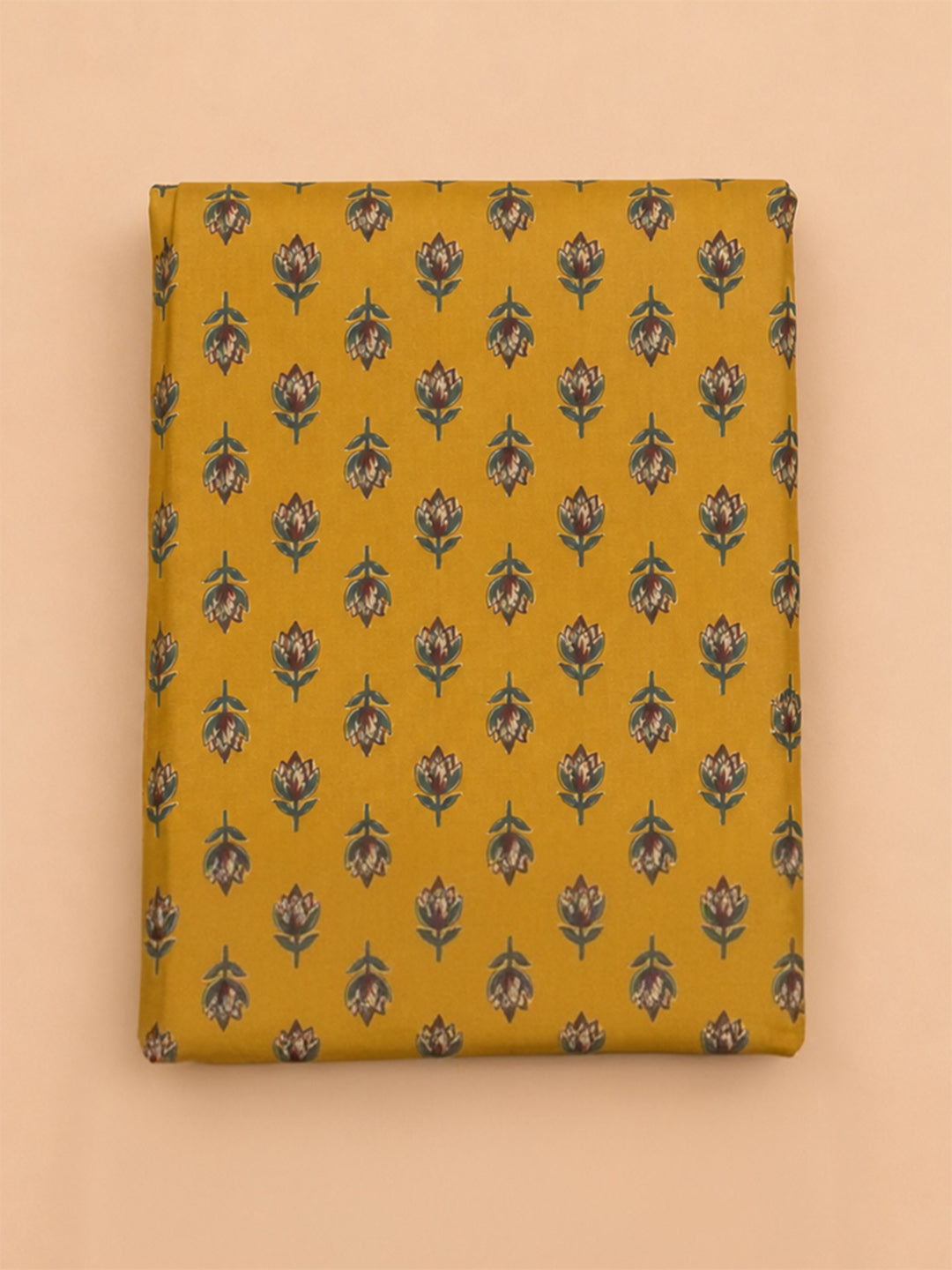 Mustard Embroidered Cotton Blend Unstitched Suit &amp; Pant With Cotton Dupatta