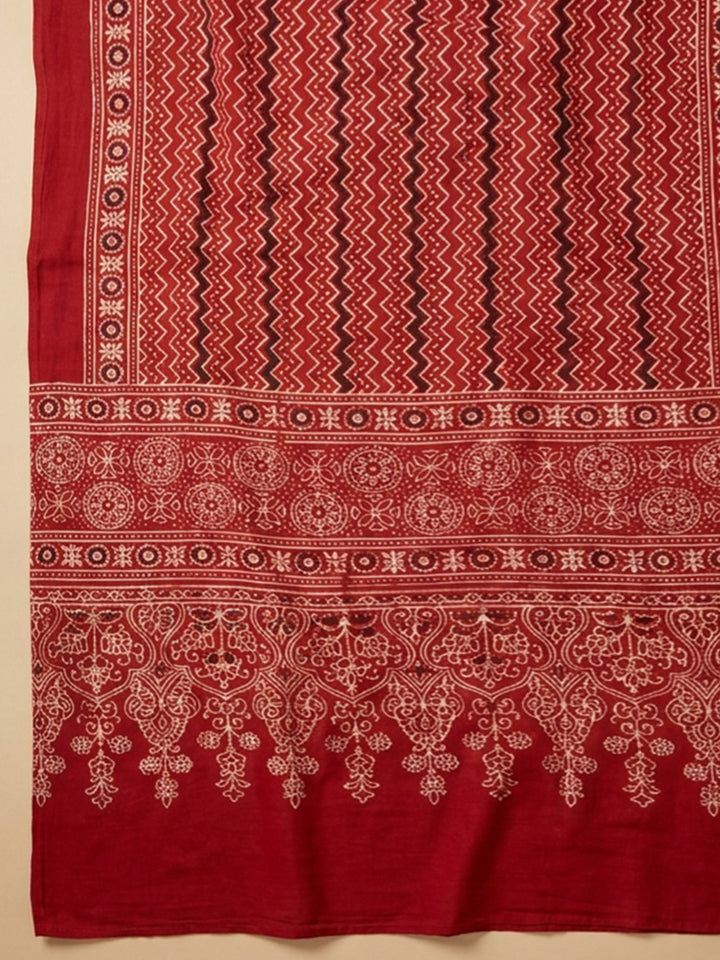 Blue Printed Cotton Blend Unstitched Dress Material