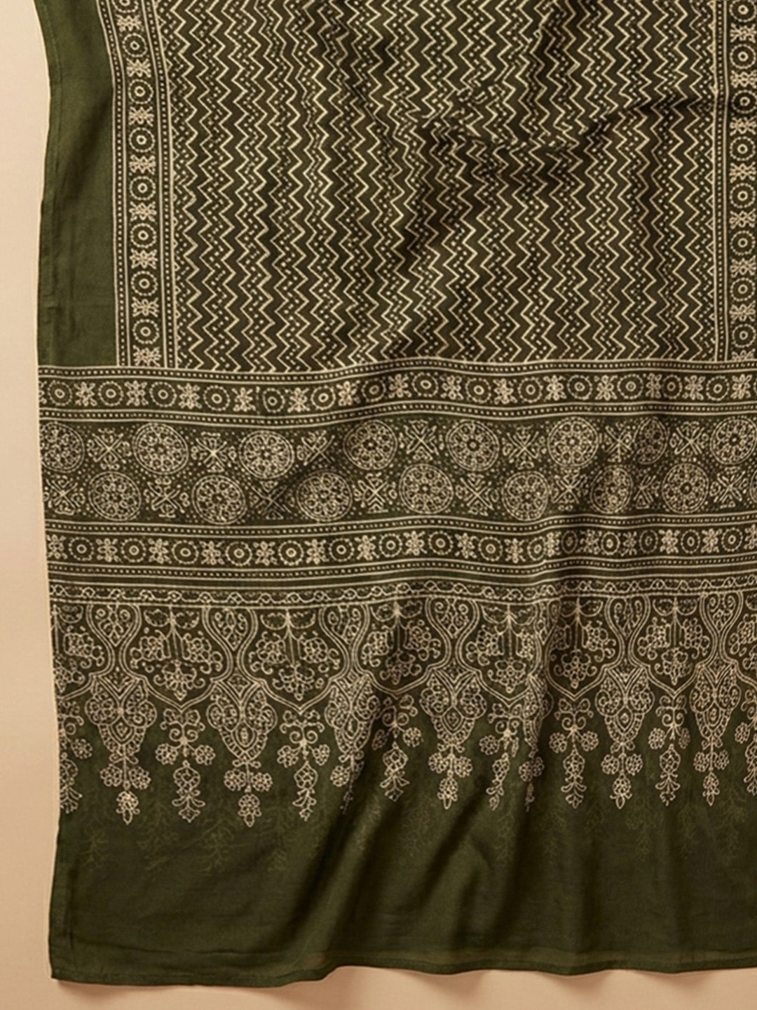 Mustard Printed Cotton Blend Unstitched Dress Material