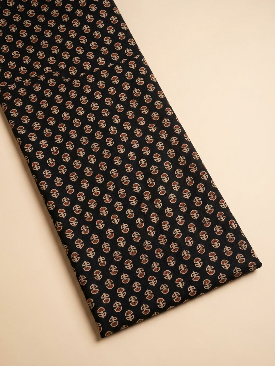 Black Printed Cotton Blend Unstitched Dress Material