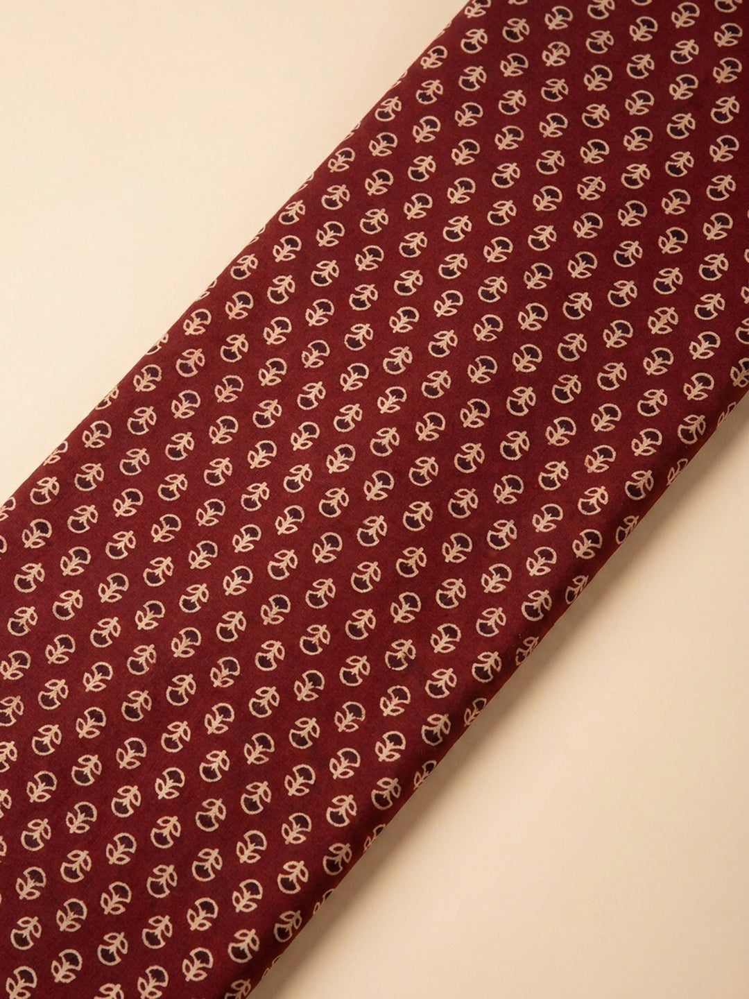 Maroon Printed Cotton Blend Unstitched Dress Material