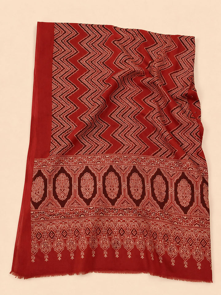 Blue Printed Cotton Blend Unstitched Dress Material