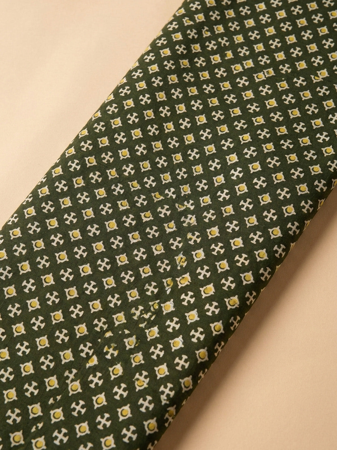 Green Printed Cotton Blend Unstitched Dress Material