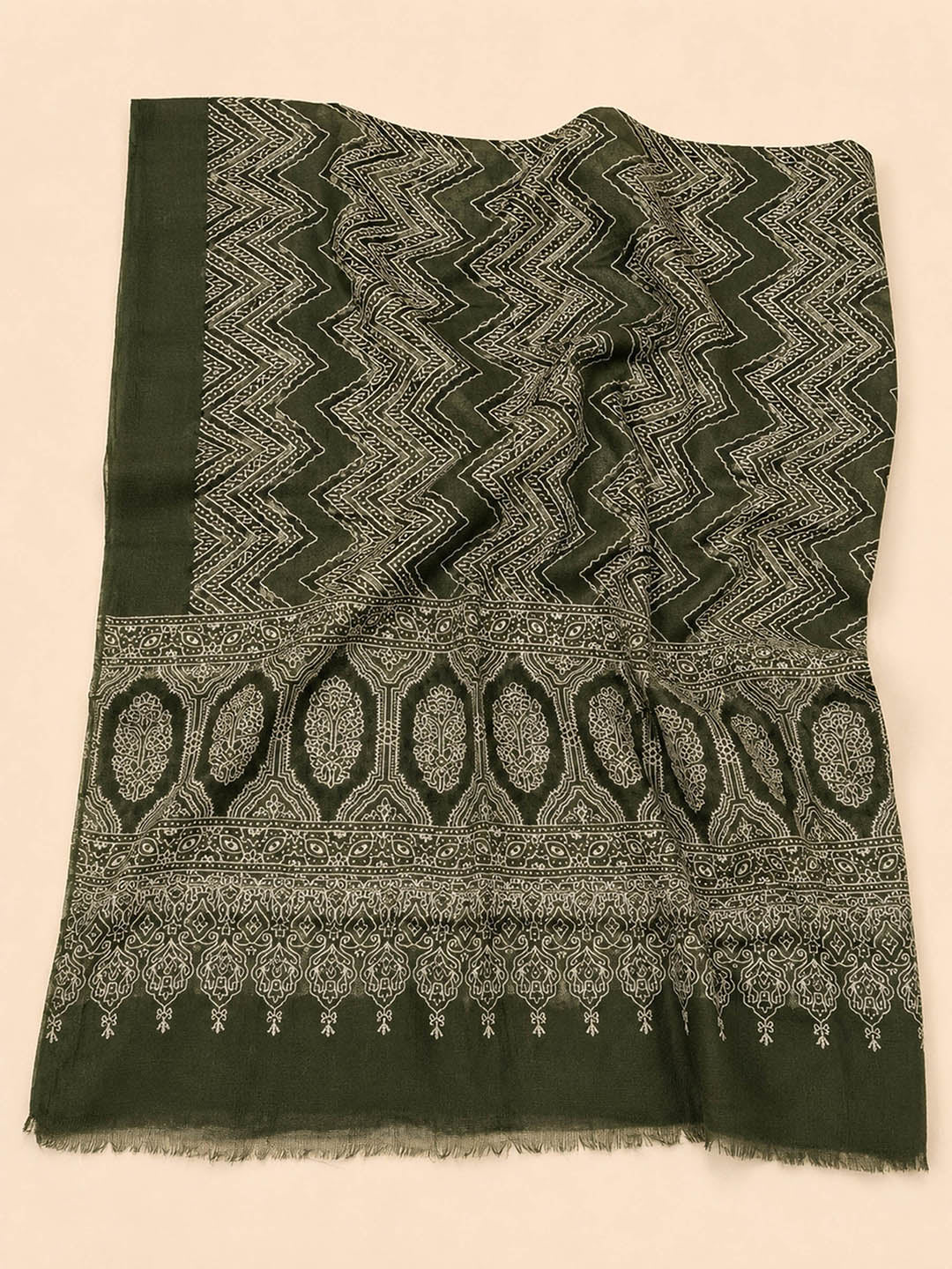 Mustard Printed Cotton Blend Unstitched Dress Material