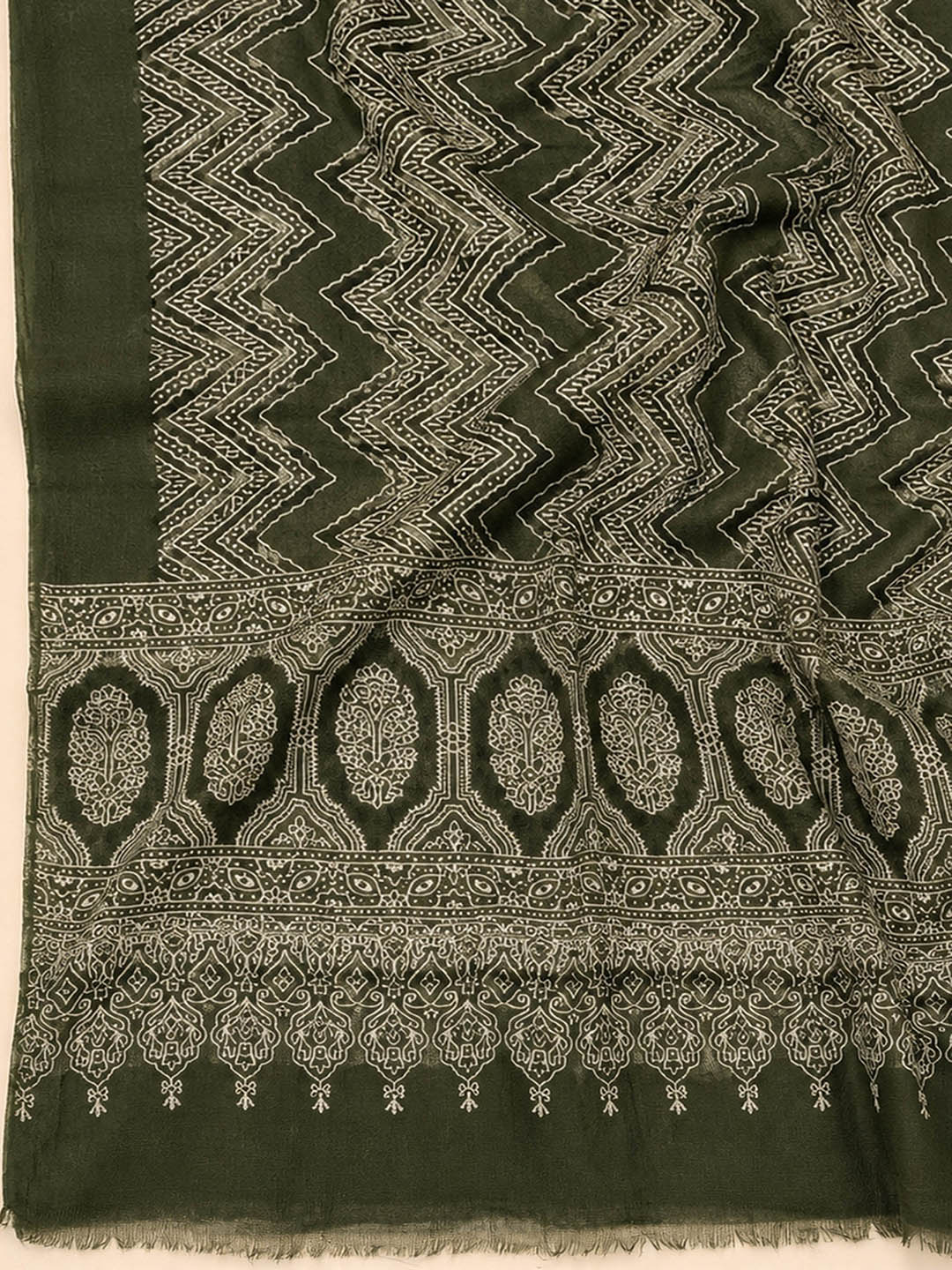 Mustard Printed Cotton Blend Unstitched Dress Material
