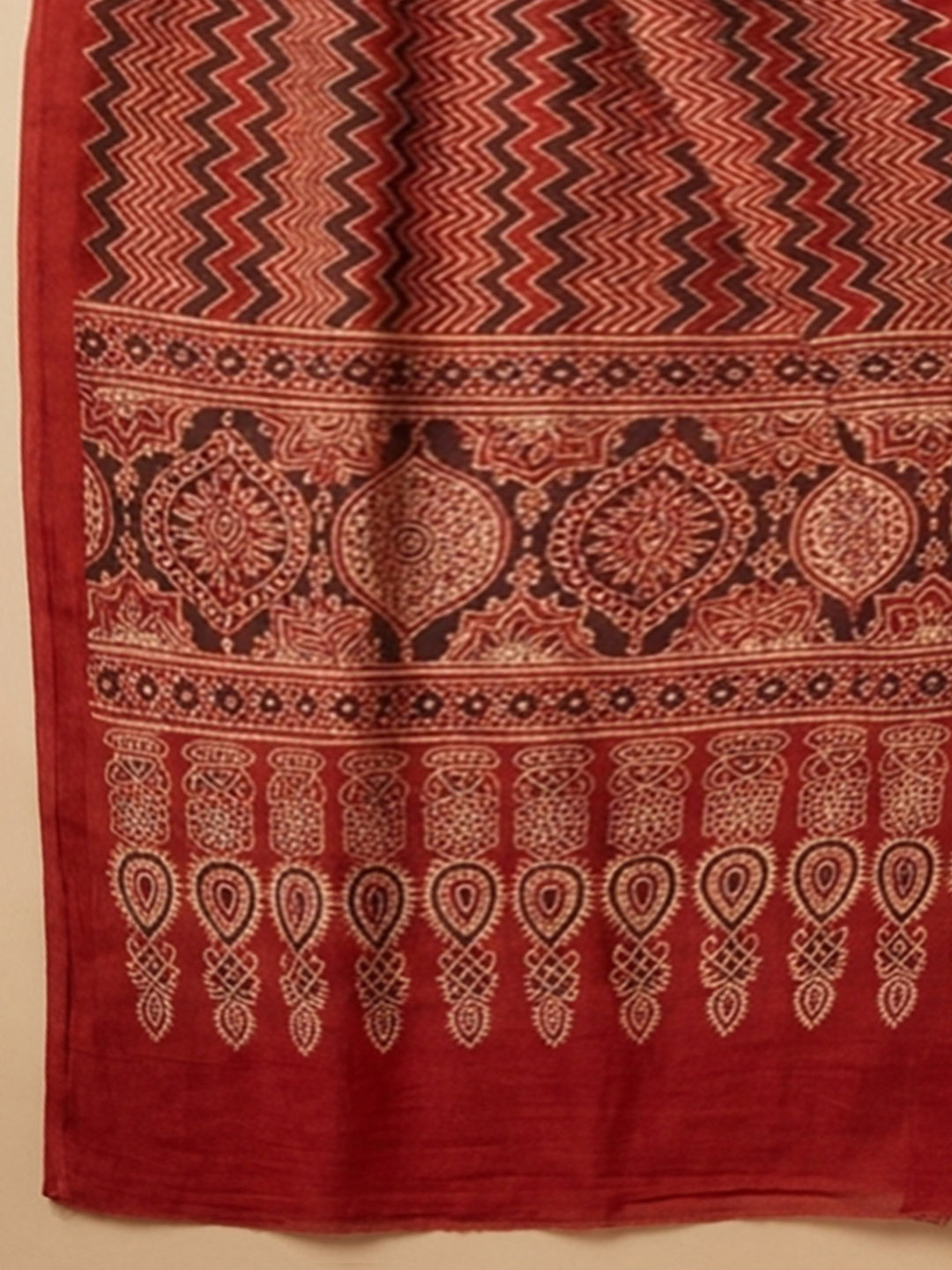 Blue Printed Cotton Blend Unstitched Dress Material