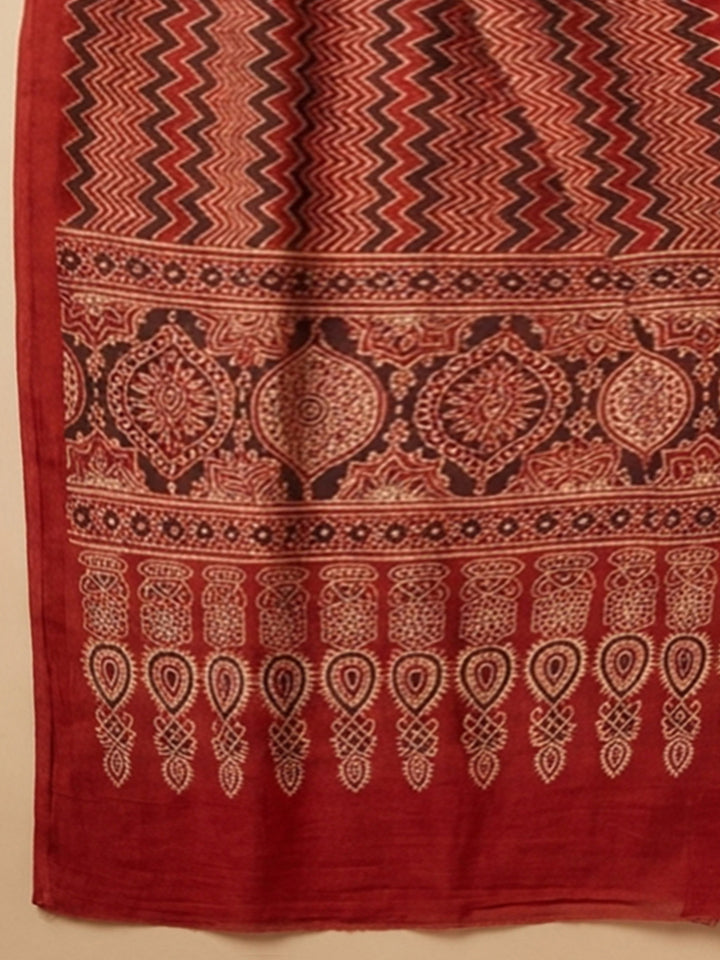 Blue Printed Cotton Blend Unstitched Dress Material