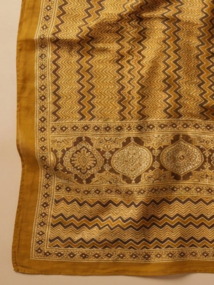 Green Printed Cotton Blend Unstitched Dress Material