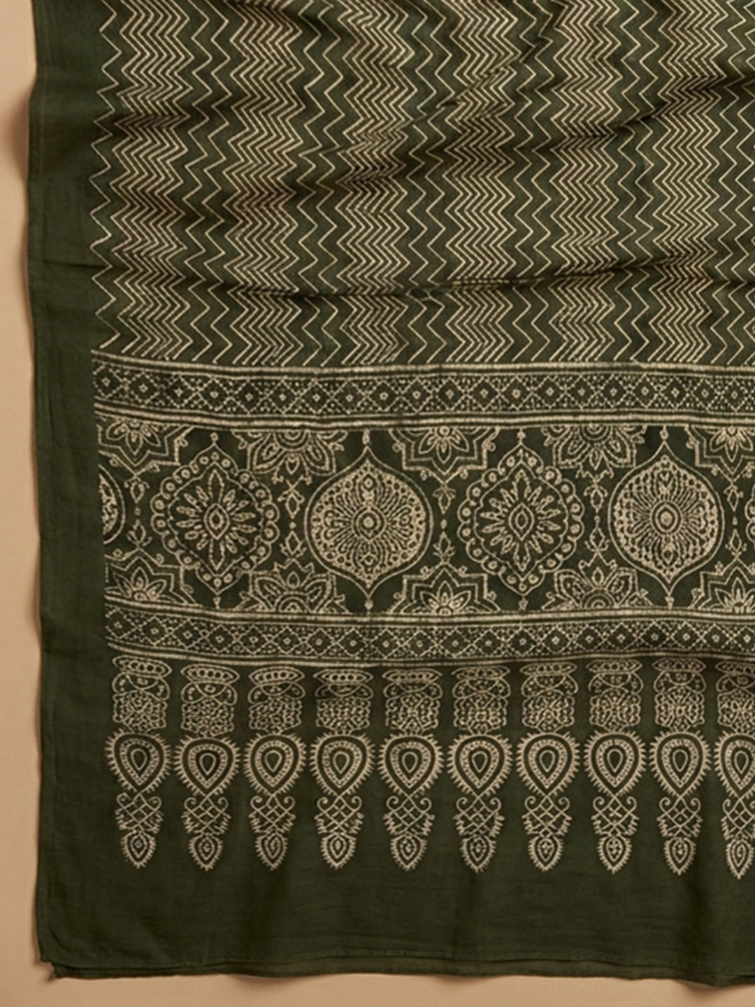 Mustard Printed Cotton Blend Unstitched Dress Material