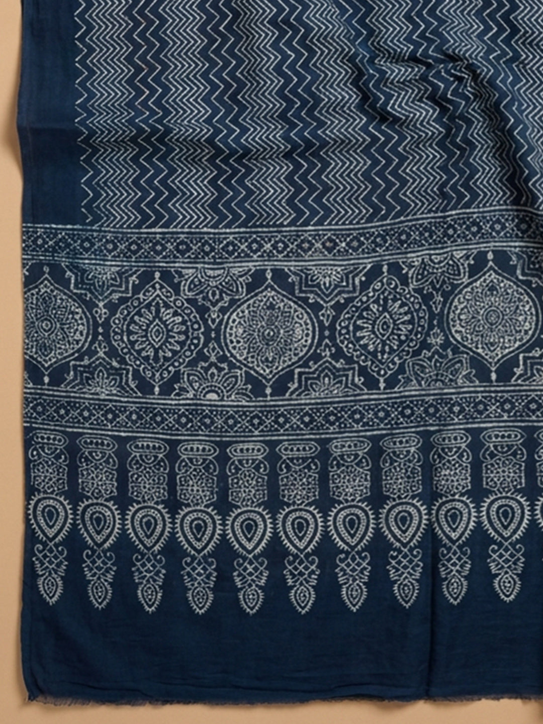 Red Printed Cotton Blend Unstitched Dress Material