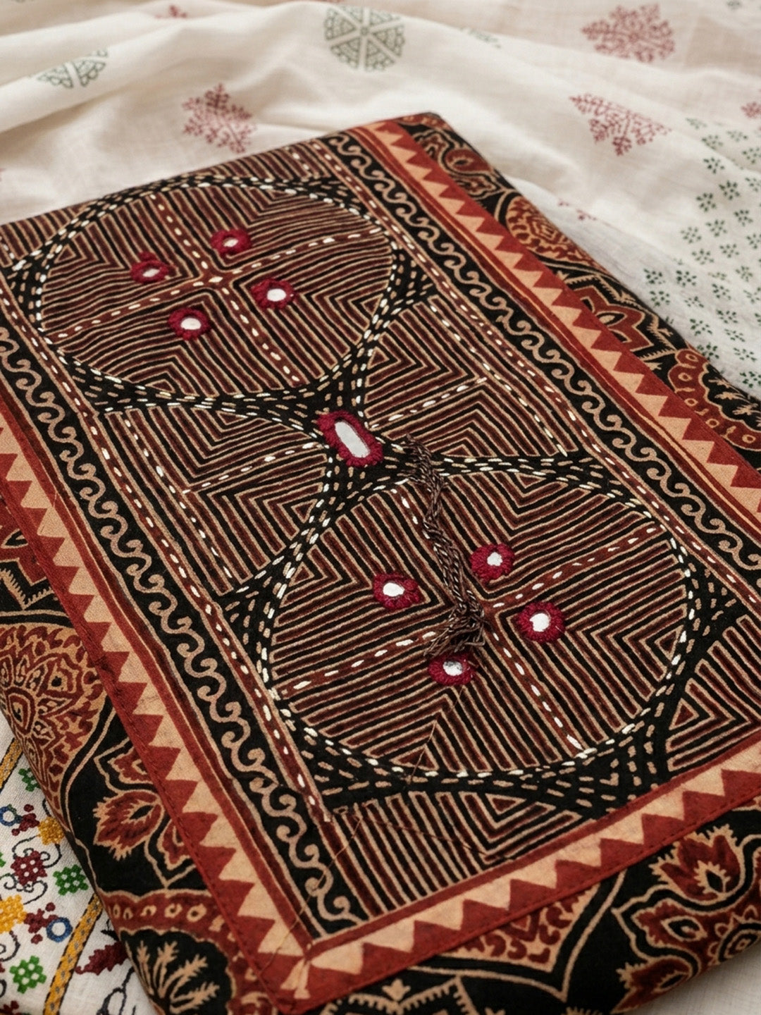 Black Printed Cotton Blend Unstitched Dress Material