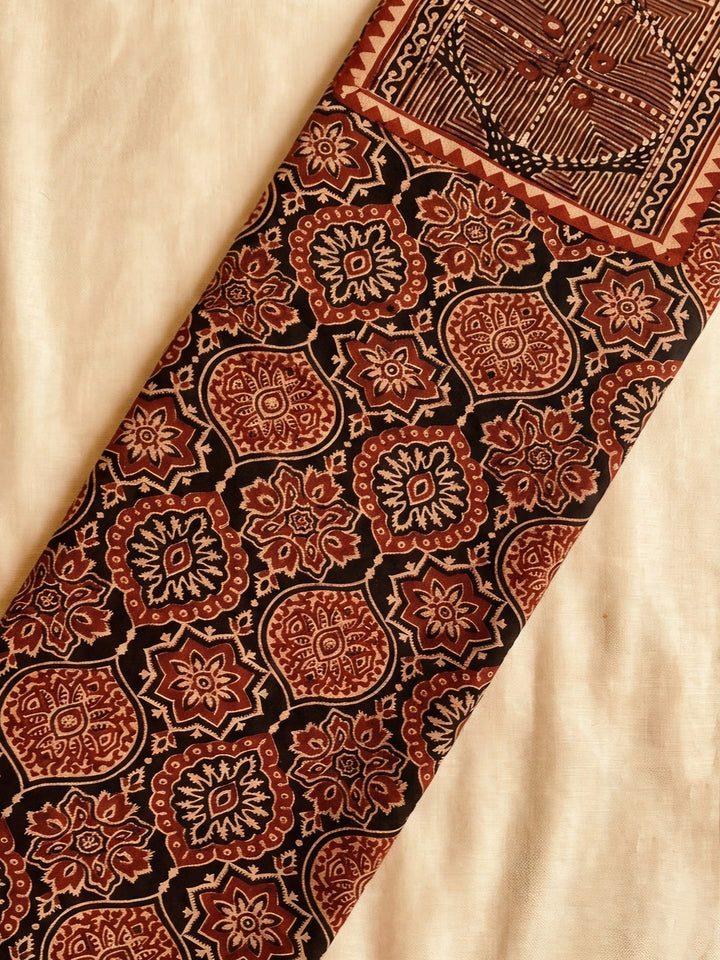 Black Printed Cotton Blend Unstitched Dress Material
