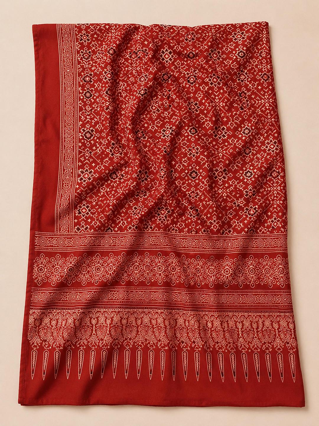 Blue Printed Cotton Blend Unstitched Dress Material