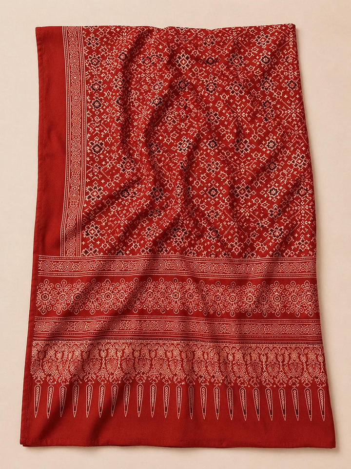 Blue Printed Cotton Blend Unstitched Dress Material