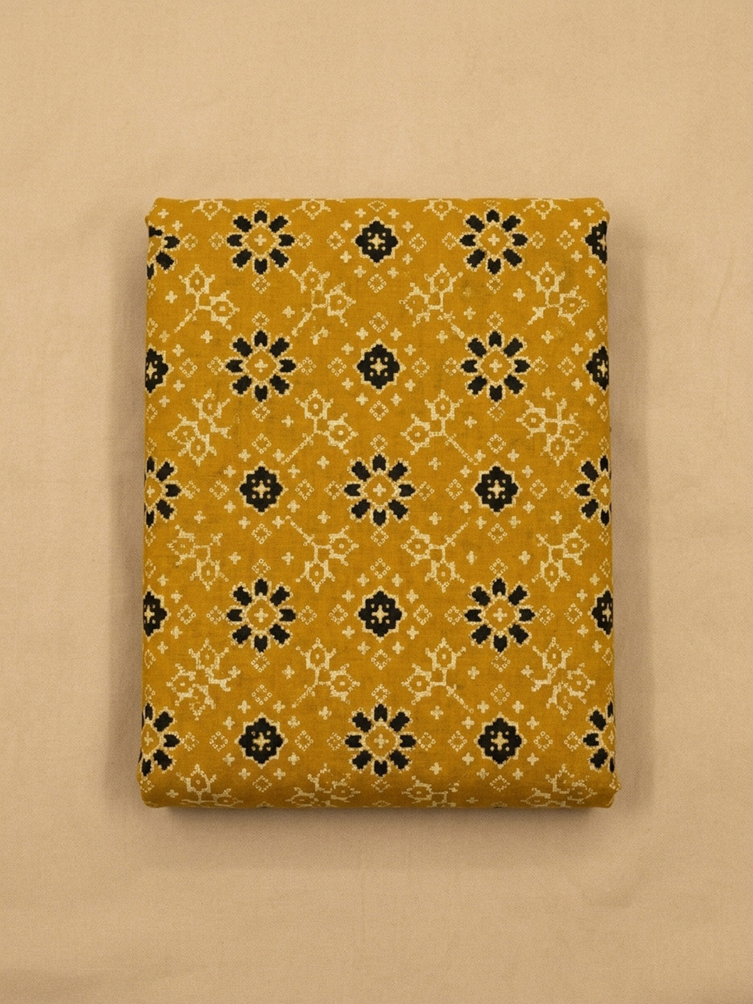 Green Printed Cotton Blend Unstitched Dress Material