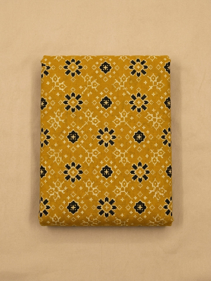 Green Printed Cotton Blend Unstitched Dress Material